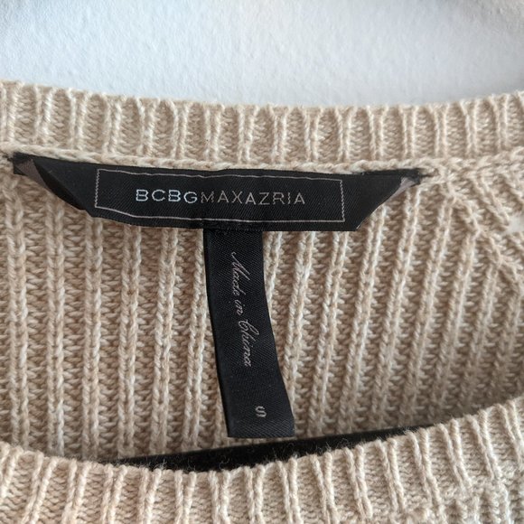 BCBGMaxAzria Cream Cropped Sweater, SM - Picture 3 of 4